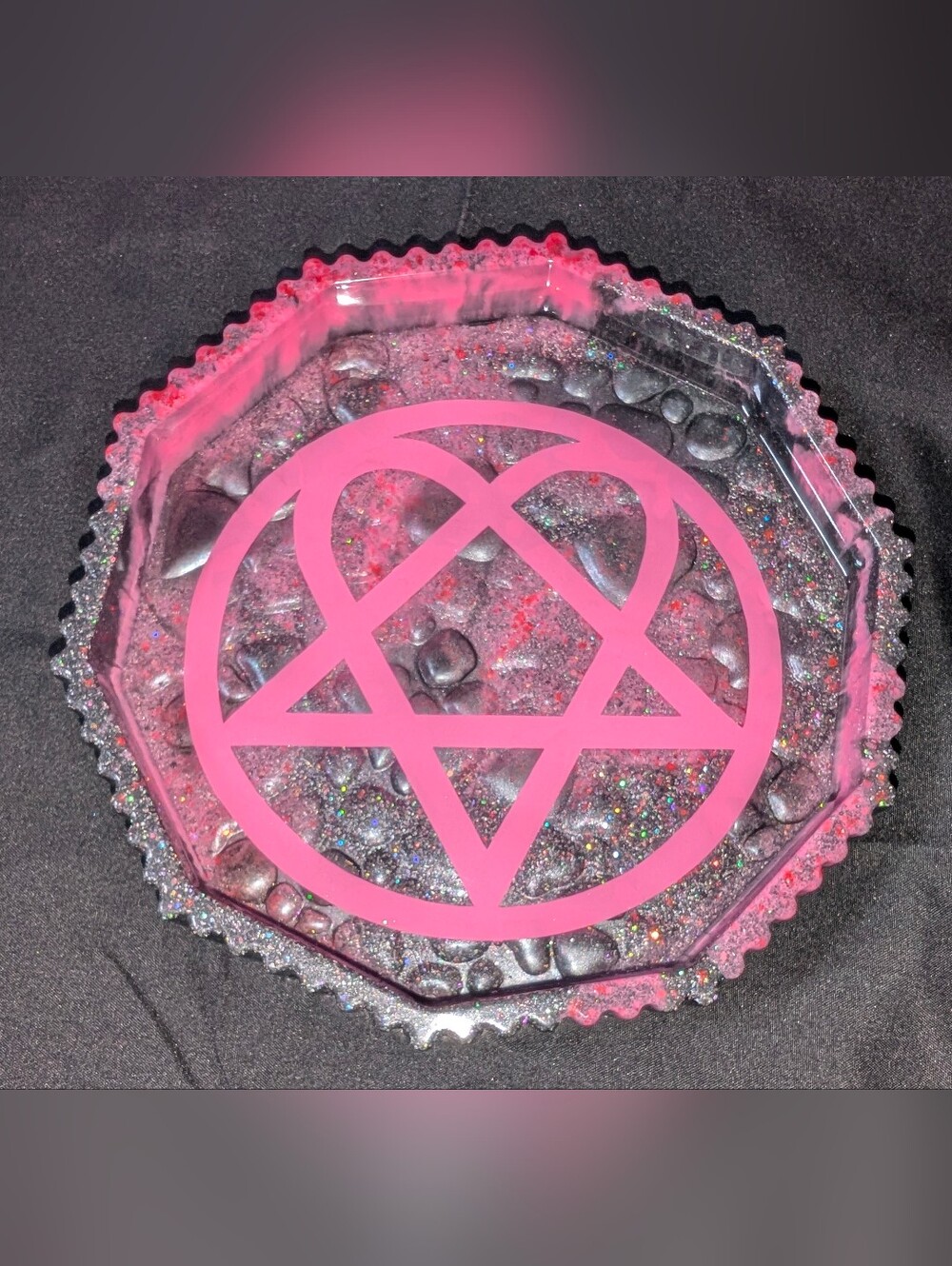 Handmade Pink Heartagram Resin Trinket Tray